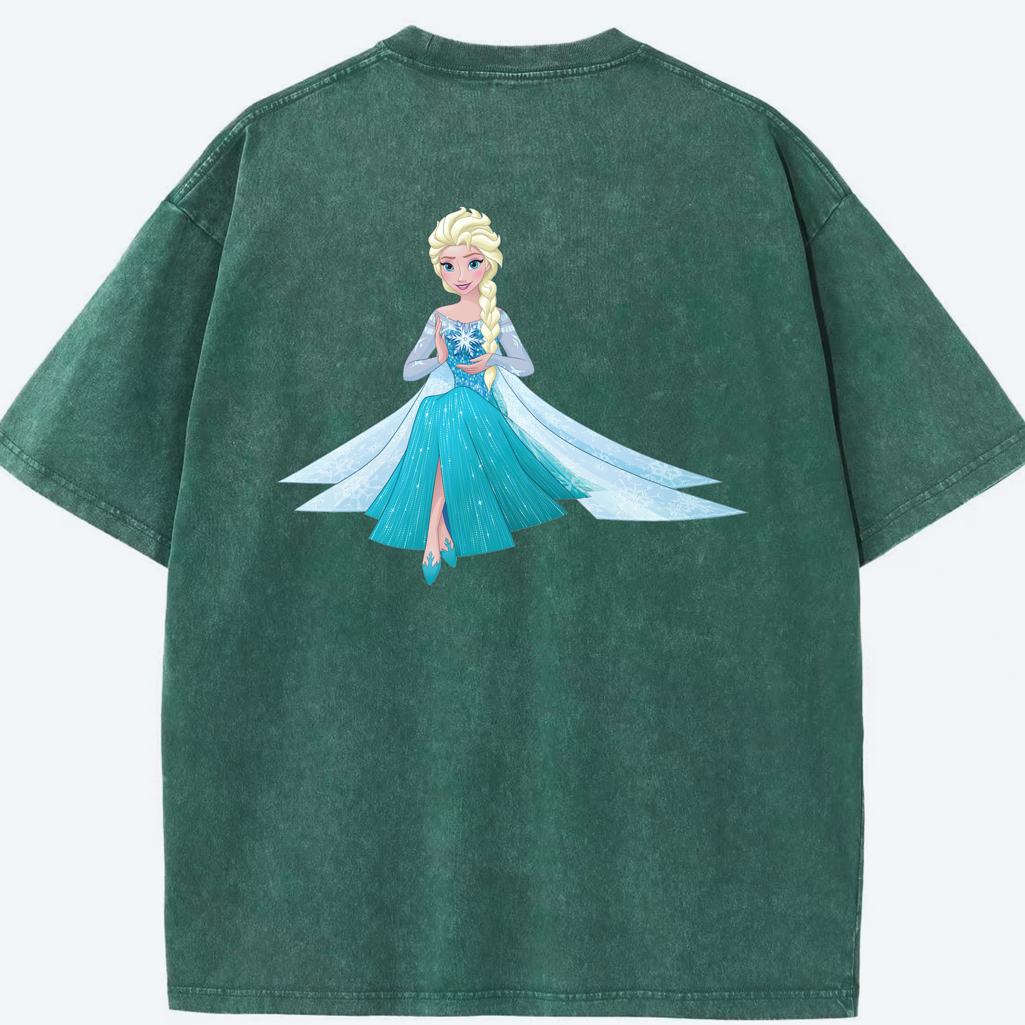 （画像用） アナと雪の女王 アンナ エルサ Frozen Anna Elsa 綿100% ヴィンテージ風 半袖Tシャツ（背面プリント）